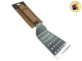 ESPATULA ACERO INOXIDABLE  PERFORADA 27CM MANGO MADERA PARA PLANCHA BENABI  (13887/138877)