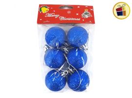 GLOBO N°4 X6 AZUL CON BRILLO NAVIDEÑO FLUSS (BX-0024/700244)