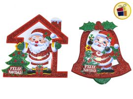 CARTEL CAMPANA PAPA NOEL FELIZ NAVIDAD BRILLO 25CM FLUSS (010-18-1/000011)