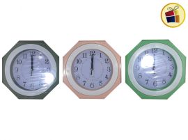 RELOJ  PARED OCTAGONAL PLASTICO COLORES 23CM JAISPUR (50221/502218)