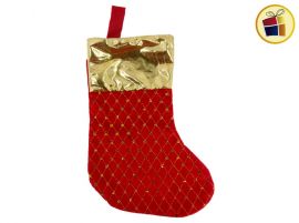 ADORNO BOTA NAVIDEÑA TELA  BRILLO 34CM POKA (NS140133/887336)