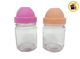 SALERO Y PIMENTERO DE VIDRIO SILVIA TAPA PLASTICA COLOR 10CM MEGA ENVASES (00109/060300)