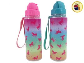 BOTELLA DEPORTIVA PLASTICA CON SORBETE REBATIBLE Y ESTAMPADO 550ML MODAX (30298/302983)