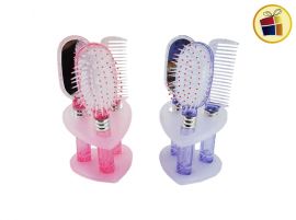 SET DE CEPILLO PEINE Y ESPEJO CON BASE (LH38-155-05/80020)