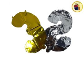 (P.C1.C2.R.B.F.RCIA)GLOBO NUMERO 33CM 16" METALIZADO PLATA/ORO  (10363) CADENACI