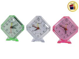 RELOJ DESPERTADOR ACRILICO ROMBO 9CM MACAO (VC082/804593)