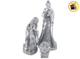 PESEBRE YESO SAGRADA FAMILIA 50CM PINTADO GEMAS 3 FIGURAS (530613)