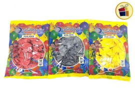 (P.G.ST.R.C1.C2.F.B.RCIA)GLOBO 10" X 50 UND PERLADO COLORES SURTIDOS (601206) GLOBOLANDIA 