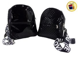 MOCHILA MEDIANA CUERINA CON TIRAS ESTAMPADA (90777/LH2507)