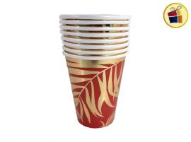 VASO X8 ESTAMPA HOJAS ROJO  (SHR163/02882) OTERO