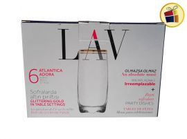 "P.C1.C2"VASO VIDRIO X6 ATLANTIC ORO 390CC. (35345/013973)