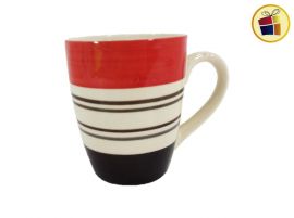 "P.R.C1.C2" JARRO MUG CONICO CERAMICA LINEAS 9.5CM FLUSS (BLC266/BLC252/180120)