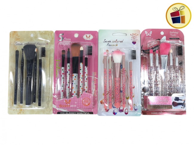 SET X5 BROCHAS MAQUILLAJE ESTAMPADAS BLISTER (00154)