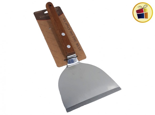 ESPATULA ACERO INOXIDABLE 23CM ANCHA PARA PLANCHETA MANGO MADERA BENABI (13888/138884)