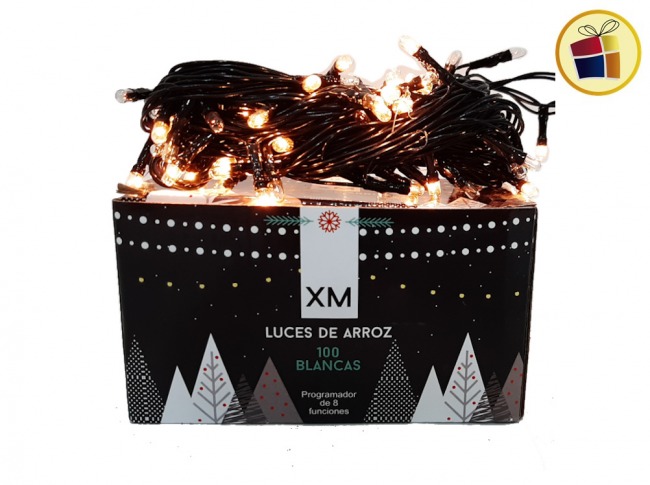 LUZ NAVIDEÑA ARROZ X100 BLANCA XM CABLE REFORZADO FLUSS (B-112/000027/250060)