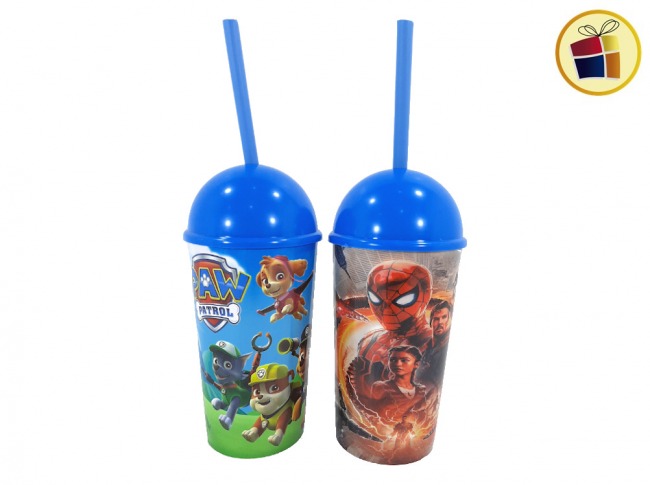 VASO PLASTICO PERSONAJE CON SORBETE 17CM STYLO ALPHA (4484/952656)
