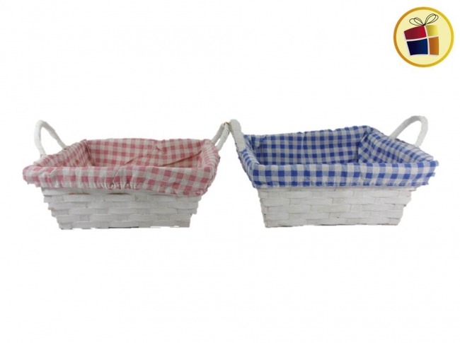 PANERA DE MIMBRE CUADRADA  CON TELA Y MANIJA 20X20CM (961883/B37330)