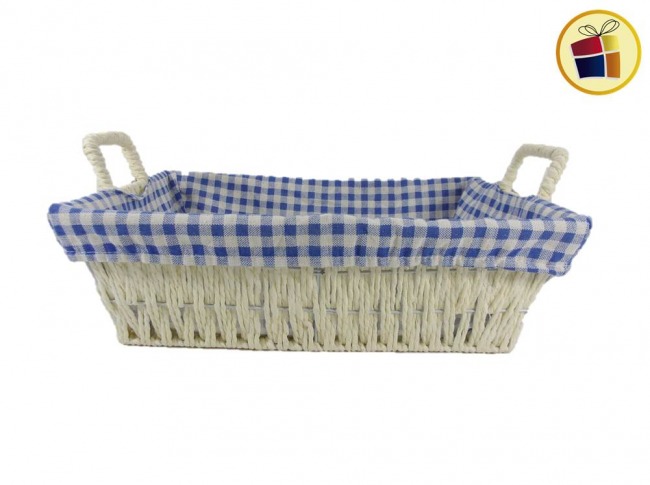 PANERA FIBRA ENTRELAZADA RECTANGULAR  CON TELA Y MANIJA 34X27CM (62019/B37118-L)