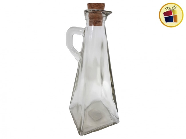 BOTELLA ACEITERA  DE VIDRIO PIRAMIDE 370CC TAPA CORCHO20CM MEGA ENVASE (00228/232886)