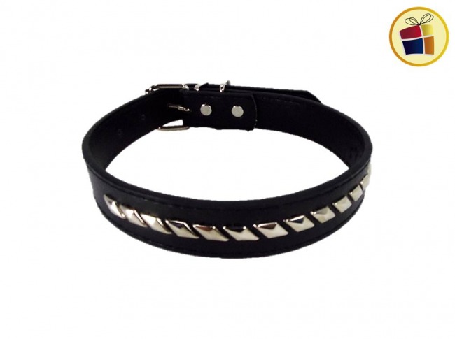 COLLAR  CUERO P/PERRO TACHAS ROMBO  53X2.5CM  (213098/213-9)