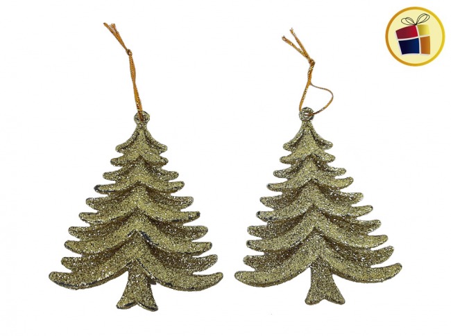 ADORNO NAVIDEÑO ARBOL X2 BRILLOSO 9CM ((CH)) (C-011-17-7/101771)