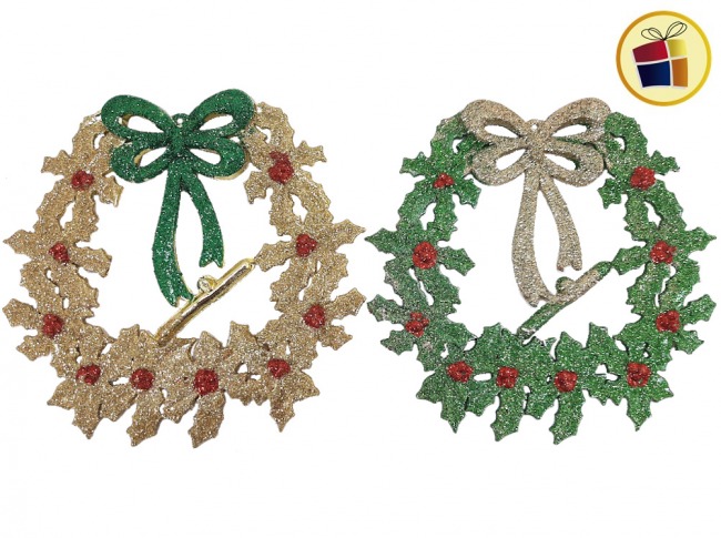 COLGANTE PARA PUERTA RIGIDO GLITTER CON MOÑO EN BOLSA FLUSS (082-18-3/000033)