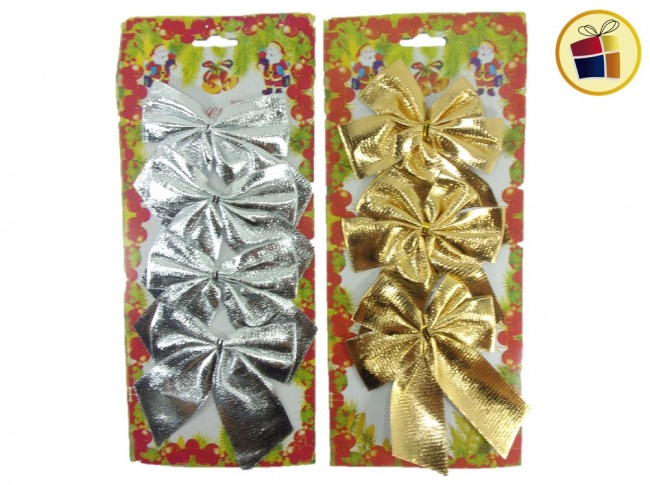 MOÑO DOBLE X3 NAVIDEÑO METALIZADO 12CM FLUSS (185-18-10/000105)