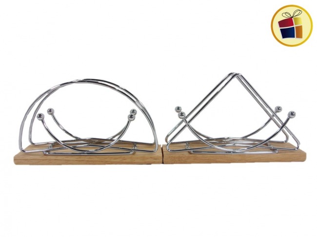 SERVILLETERO CROMO Y MADERA CON FORMA 16X9CM (010302/CK771030/020301/CK0772030)