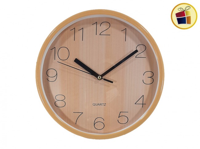 RELOJ SIMIL MADERA REDONDO PARED 23CM POKA (NS257591/575910)