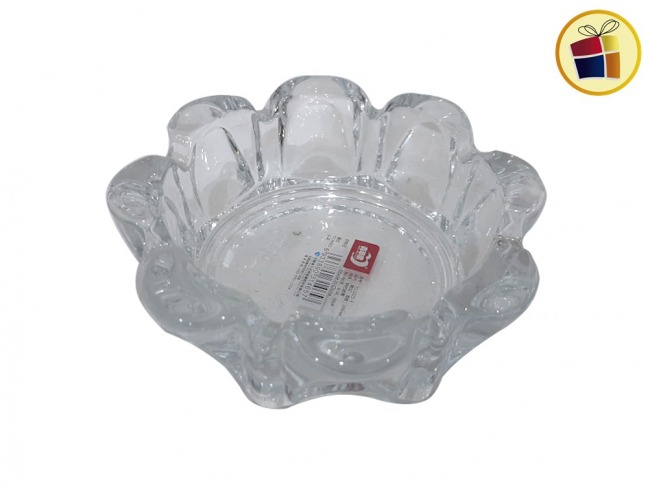 CENICERO VIDRIO LABRADO FORMA FLOR POKA (NS293075/314657/YG1025-3)