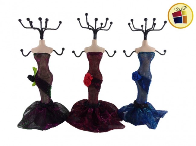 (OFERTA FINAL) PORTA BIJOU CHICO VESTIDO TUL CON BRILLO Y FLOR CH (611731)