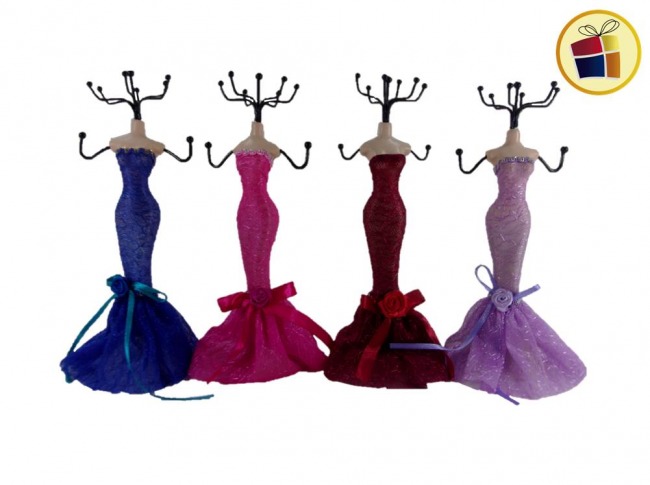 (OFERTA FINAL) PORTA BIJOU GRANDE VESTIDO ENCAJE CON FLOR Y MOÑO CH (611762)