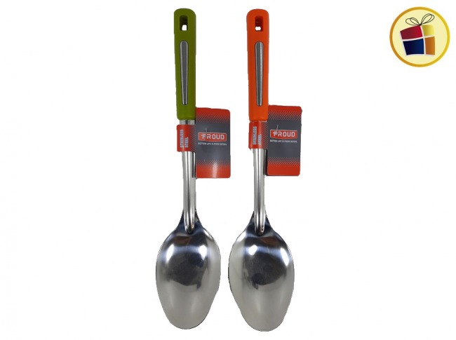 CUCHARA DE ACERO PARA GUISO MANGO COLOR 34CM (947046/L119-17A-3)