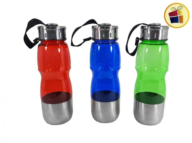 BOTELLA DEPORTIVA ACRILICA CON BASE Y TAPA DE ACERO 22 CM BERKMA (NS204736/351084)
