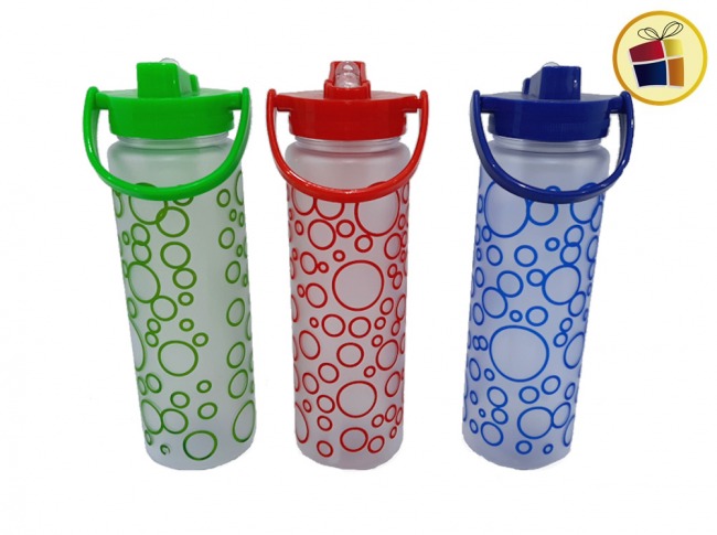 BOTELLA DEPORTIVA PLASTICA CON REFRIGERANTE ESTAMPADA COLOR SURTIDO 24CM POKA (NS258638/586385)