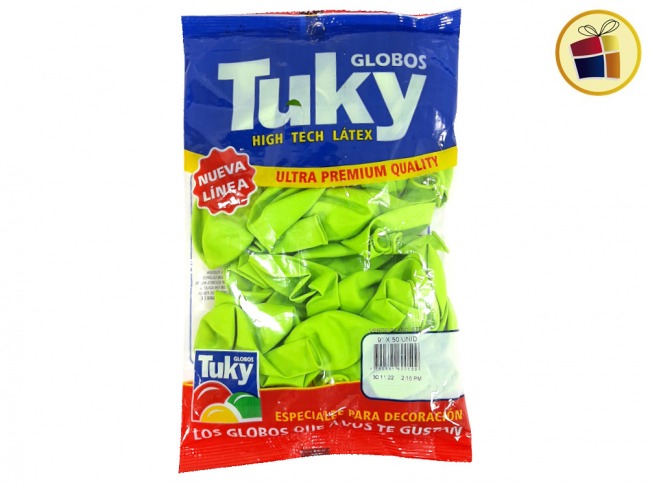 (P.VA.)GLOBO TUKY VERDE CLARO   9" X50 UND (000431/6005/00509) DERPOL TUKY
