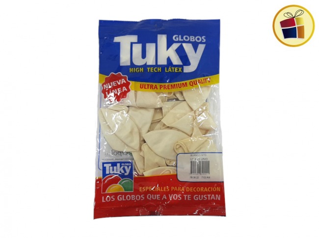 (P.VA.)GLOBO TUKY BLANCO 12" X25UND (010355/80014/40011) DERPOL TUKY