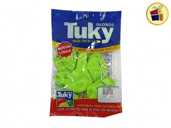 (P.VA.)GLOBO TUKY VERDE CLARO 12" X25UND (010363/80054/40059) DERPOL TUKY