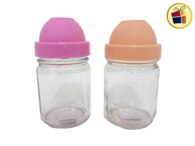 SALERO Y PIMENTERO DE VIDRIO SILVIA TAPA PLASTICA COLOR 10CM MEGA ENVASES (00109/060300)