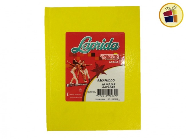 CUADERNO X50 HJS RAYADAS T/C ARAÑA AMARILLO LAPRIDA (002390)