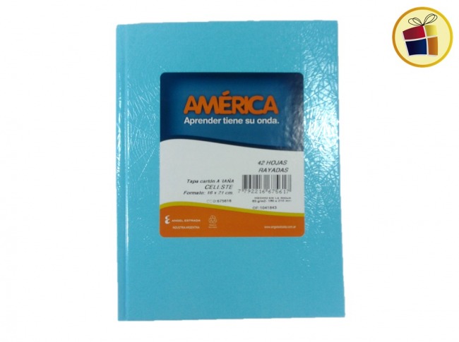 CUADERNO AMERICA X42HJS T/CARTON CELESTE (675617/675616)