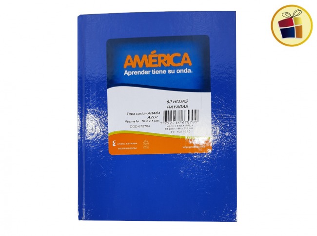 CUADERNO AMERICA X82 HJS T/CARTON AZUL (675709/675704)           