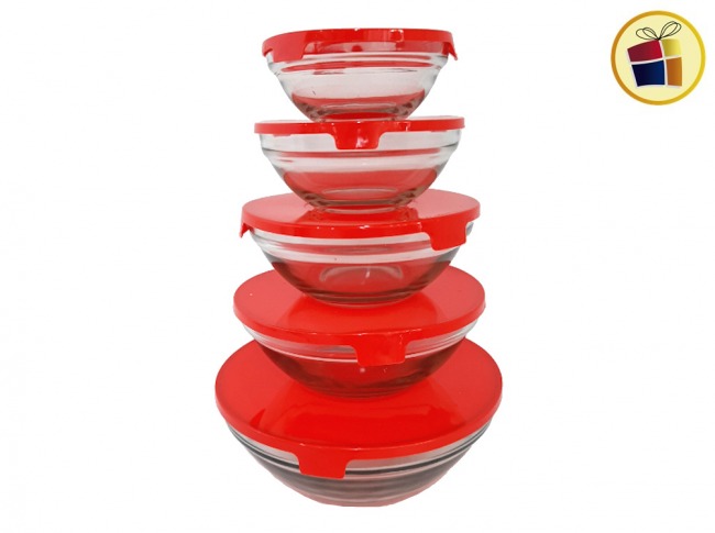 ###BOWLS X5 DE VIDRIO TAPA COLOR POKA (F1005-1Z/030311)