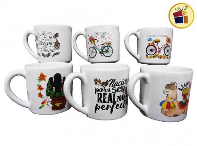 JARRO MUG DESAYUNO  CERAMICA ESTAMPAS SURTIDAS 9CM MES REG (036165/312/573)