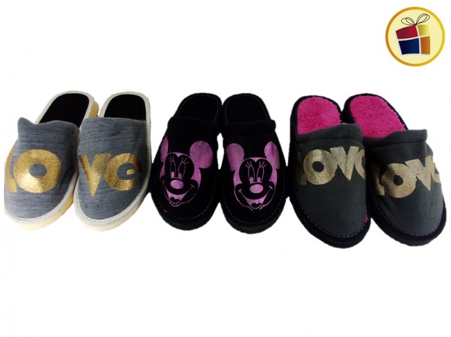 PANTUFLA PARA DAMA ESTAMPADA BASE PELUCHE (63312/802-1)