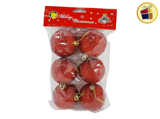 GLOBO N°6 X6 ROJO CON BRILLO NAVIDEÑO FLUSS (BX-0030/385549)