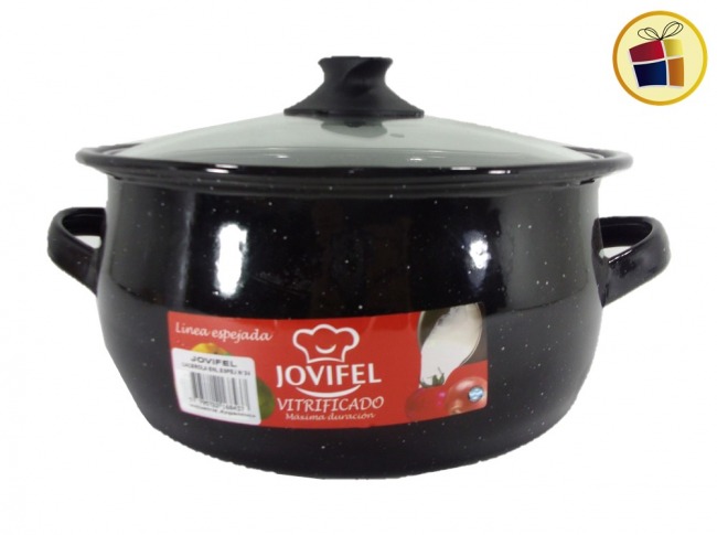 CACEROLA ENLOZADA TAPA DE VIDRIO N°24 JOVIFEL (1684-3/168437)