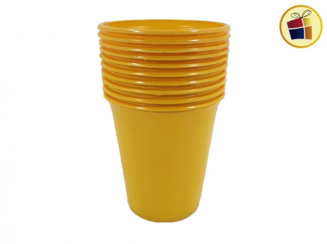 (P.R.G.C1.C2.F.B.RCIA)VASO GASEOSA AMARILLO 180 CC X10 (61701) PLASTICO SAN ANDRES 
