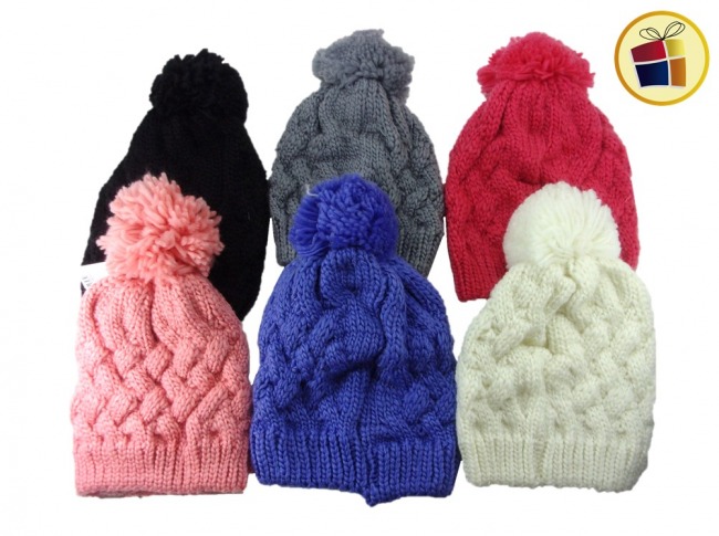 (PRECIO FINAL)GORRO LANA PARA DAMA CROCHET CON POMPOM (428282/209-19-1P)
