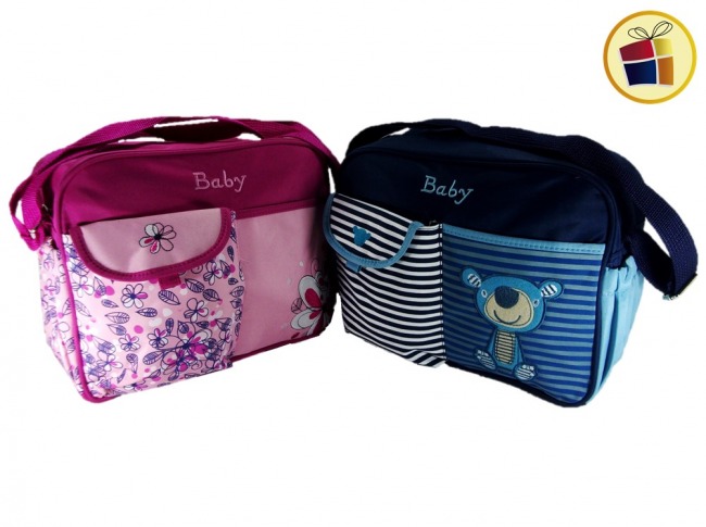 BOLSO MATERNAL MEDIANO TELA AVION ESTAMPADA BOLSILLO CON ABROJO (629047/SH03-02-05